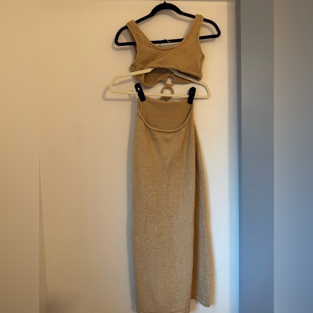 Cult Gaia Mert Dress- Tan Cutout Ring Backless Dress - Picture 7 of 14